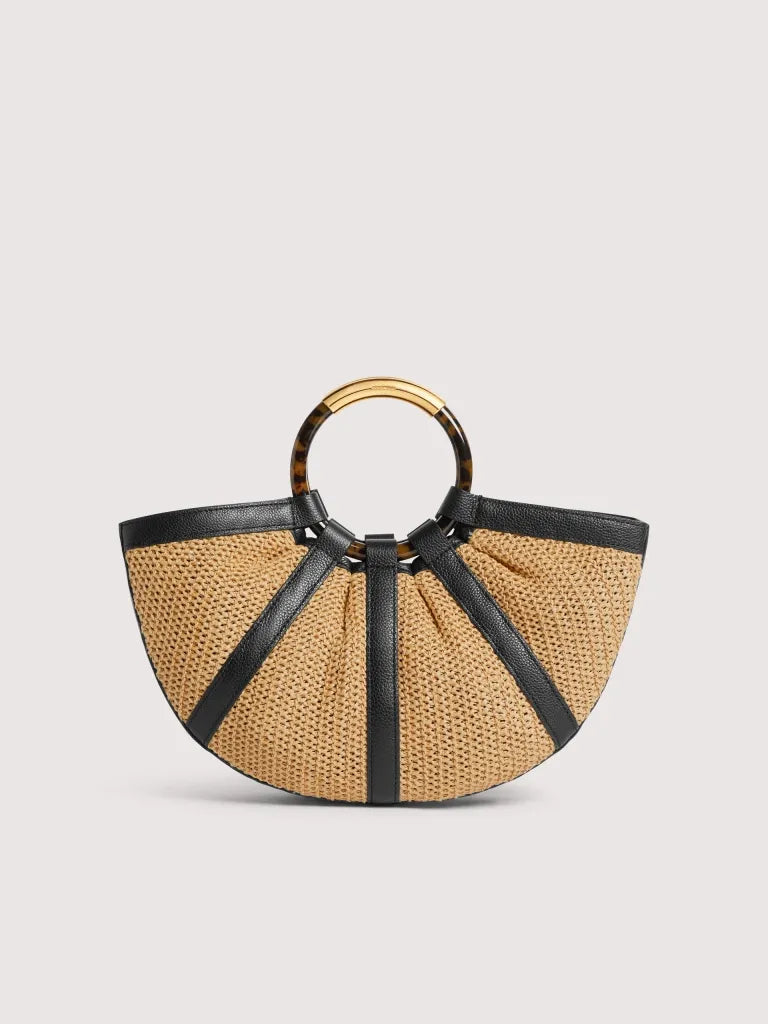 Borsa a mano COCCINELLE SHELL STRAW E1U5D180201 Natural/Noir