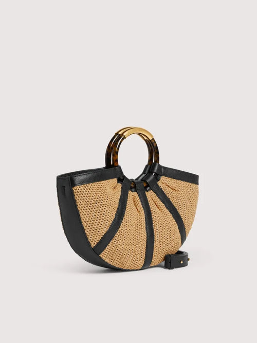 Borsa a mano COCCINELLE SHELL STRAW E1U5D180201 Natural/Noir