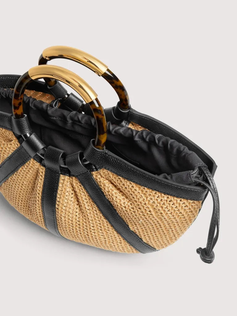 Borsa a mano COCCINELLE SHELL STRAW E1U5D180201 Natural/Noir