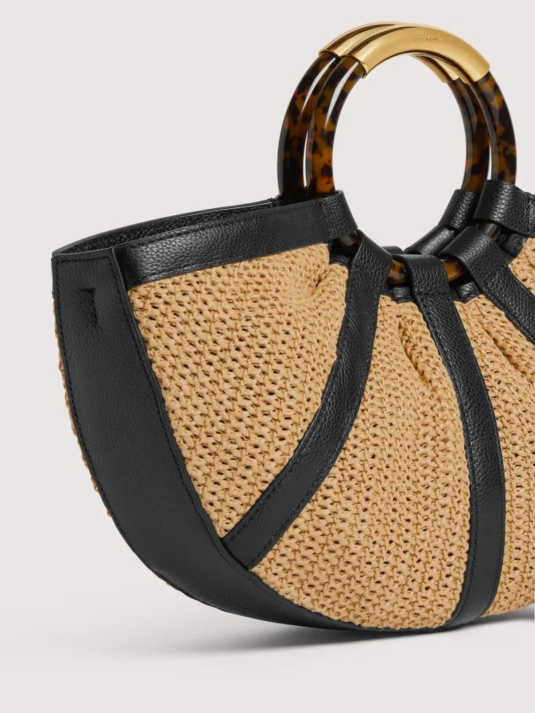 Borsa a mano COCCINELLE SHELL STRAW E1U5D180201 Natural/Noir