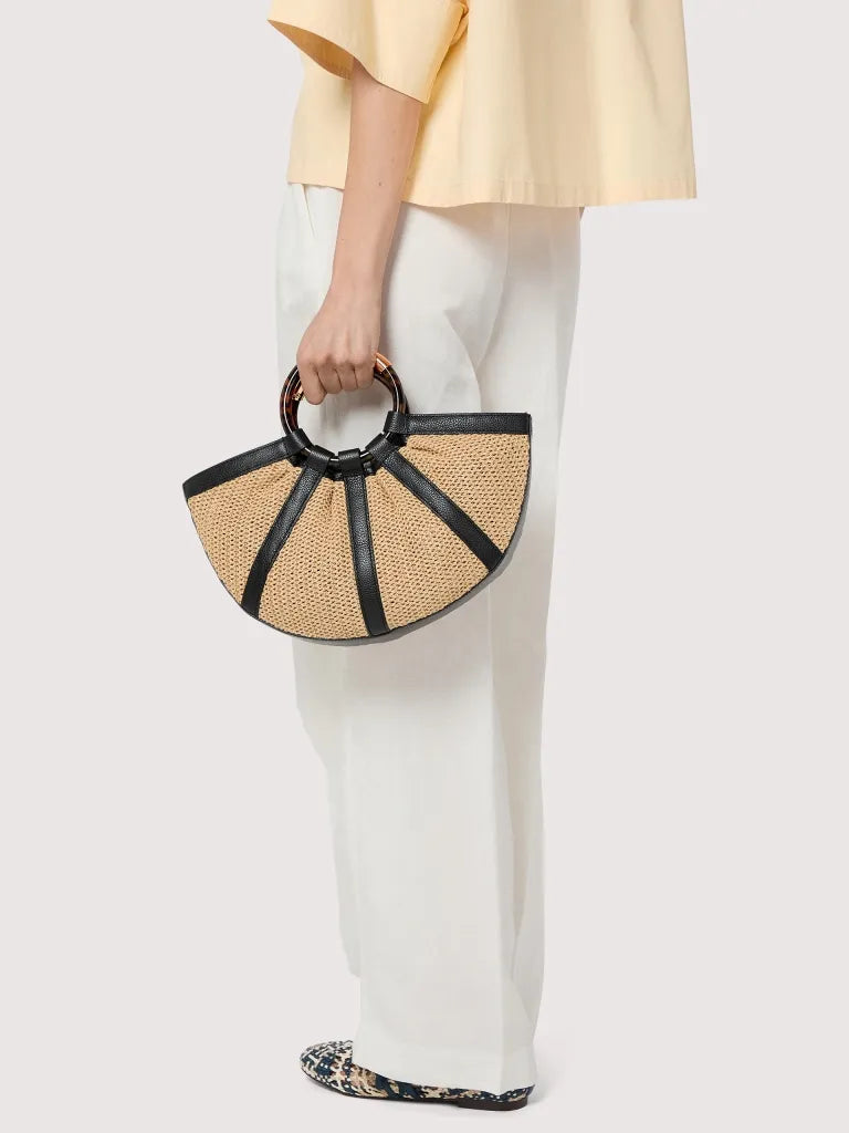 Borsa a mano COCCINELLE SHELL STRAW E1U5D180201 Natural/Noir