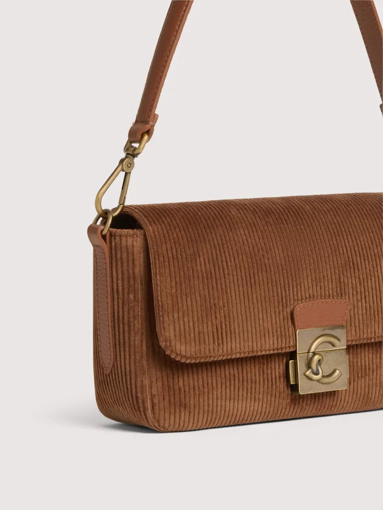 Borsa a spalla con tracolla COCCINELLE C-ME LOCK CORD Cognac