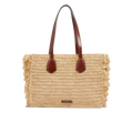 Borsa shopper in pelle e paglia di Vienna THE BRIDGE LUNA 0411266U Cuoio