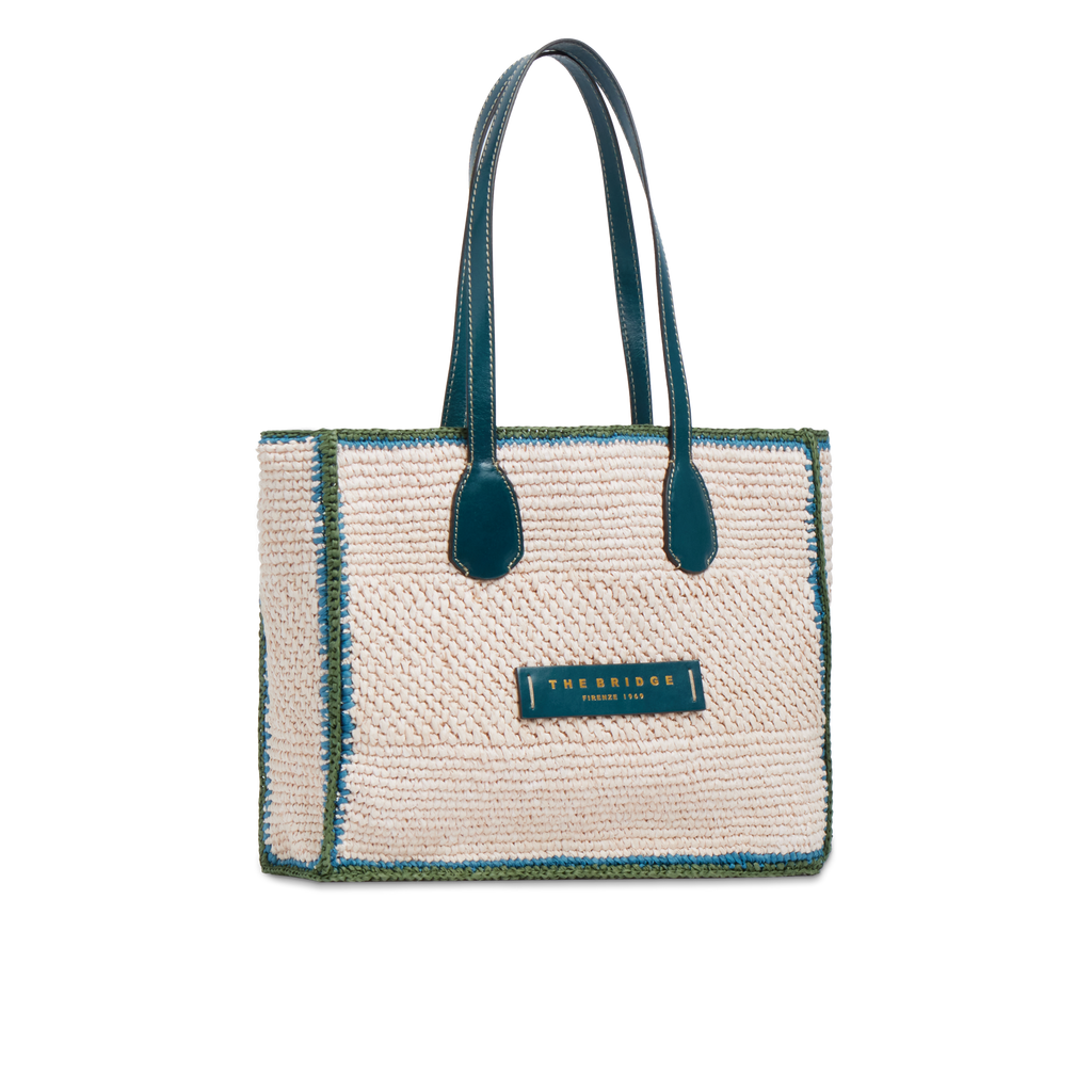 Borsa shopper in paglia di Vienna THE BRIDGE LUNA 0411366U Blu