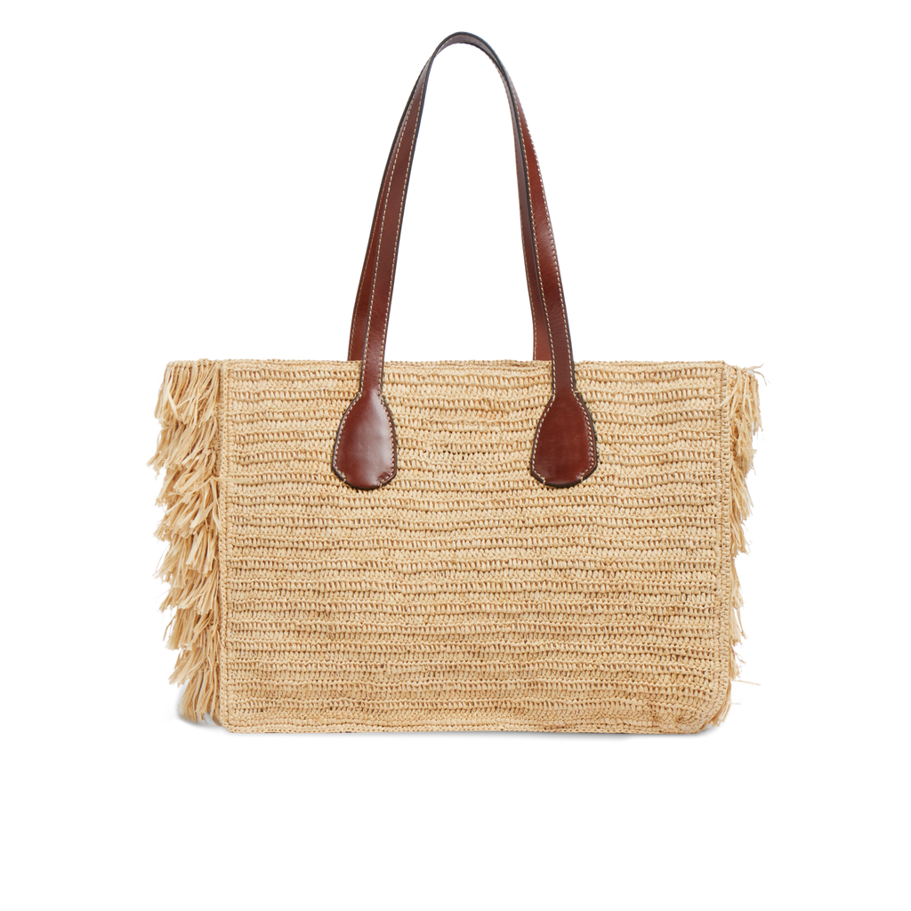 Borsa shopper in pelle e paglia di Vienna THE BRIDGE LUNA 0411266U Cuoio