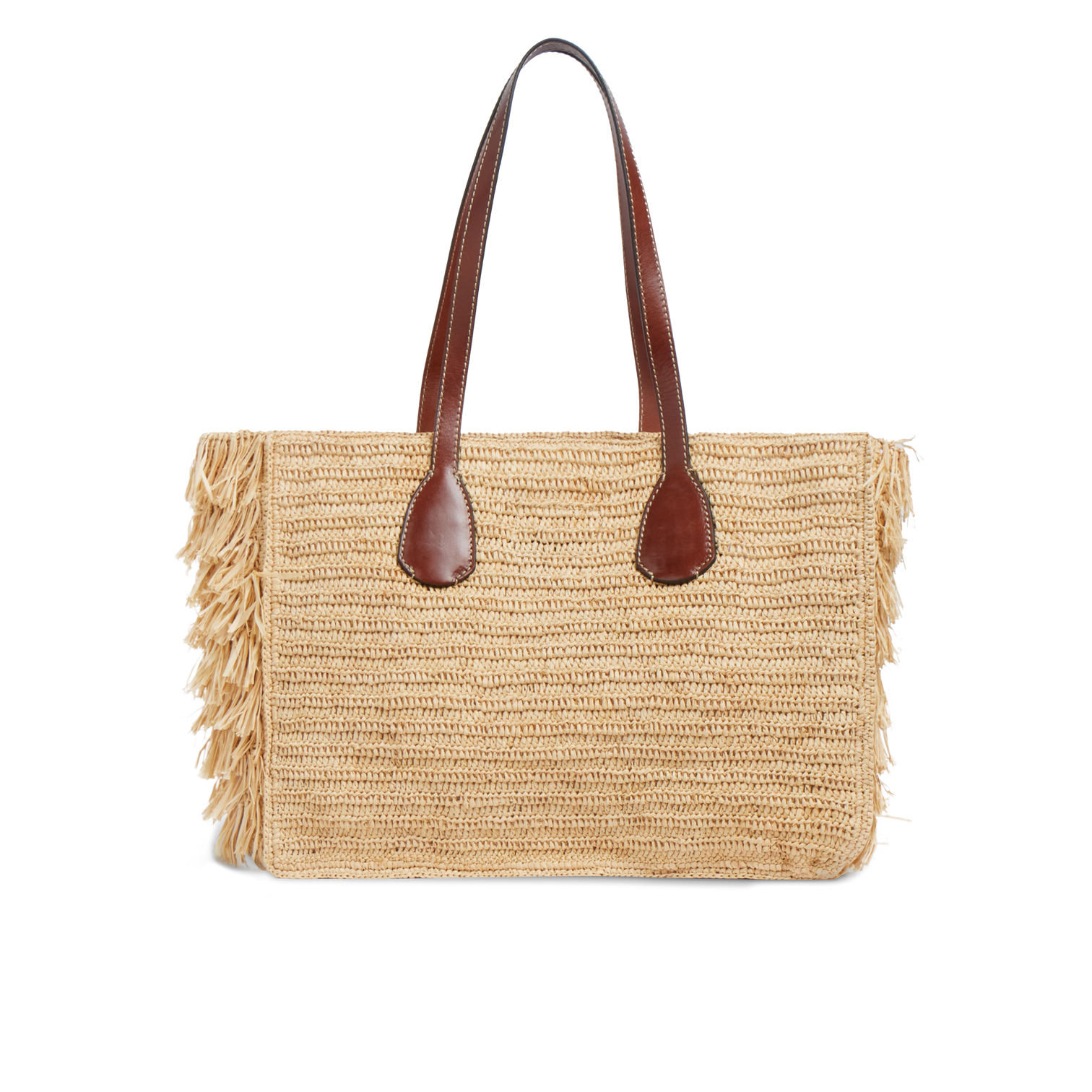 Borsa shopper in pelle e paglia di Vienna THE BRIDGE LUNA 0411266U Cuoio