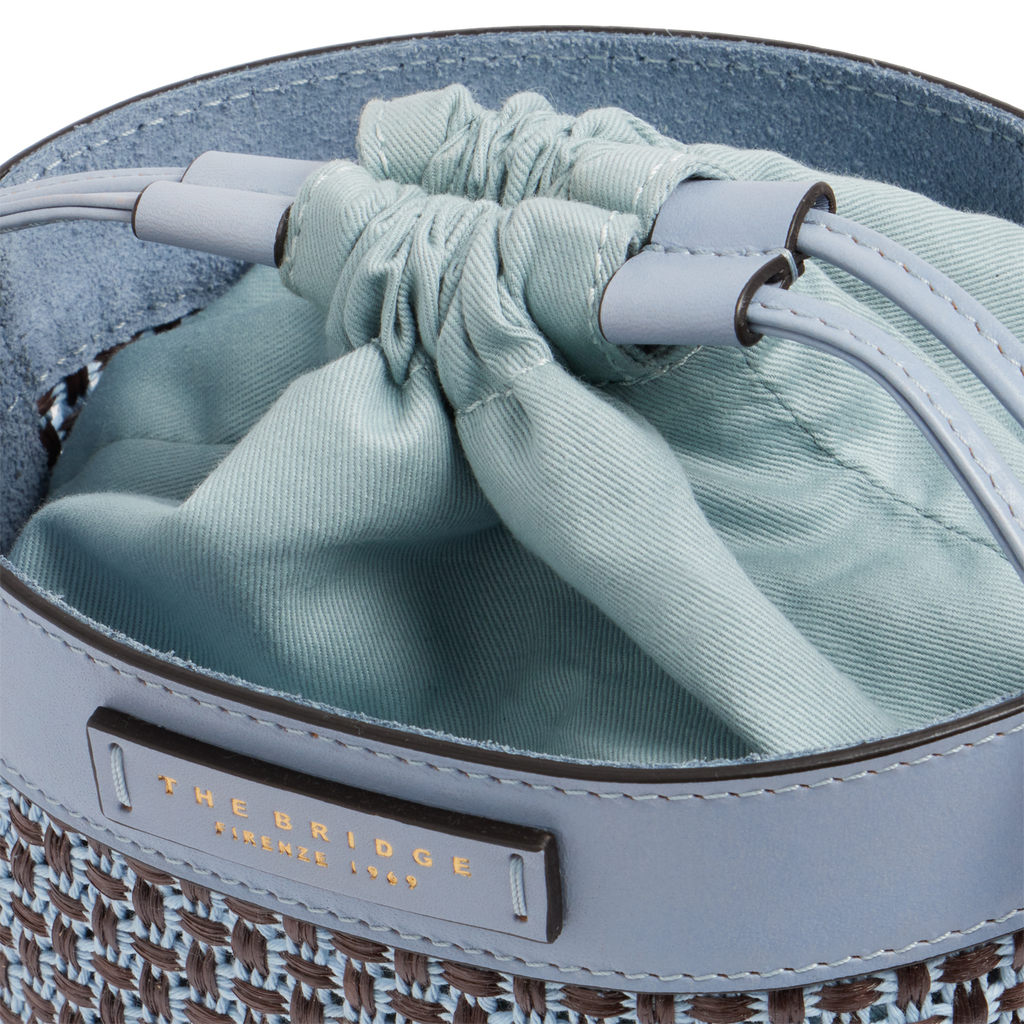 Borsa secchiello in rafia e cotone THE BRIDGE LUNA 041116KX Celeste