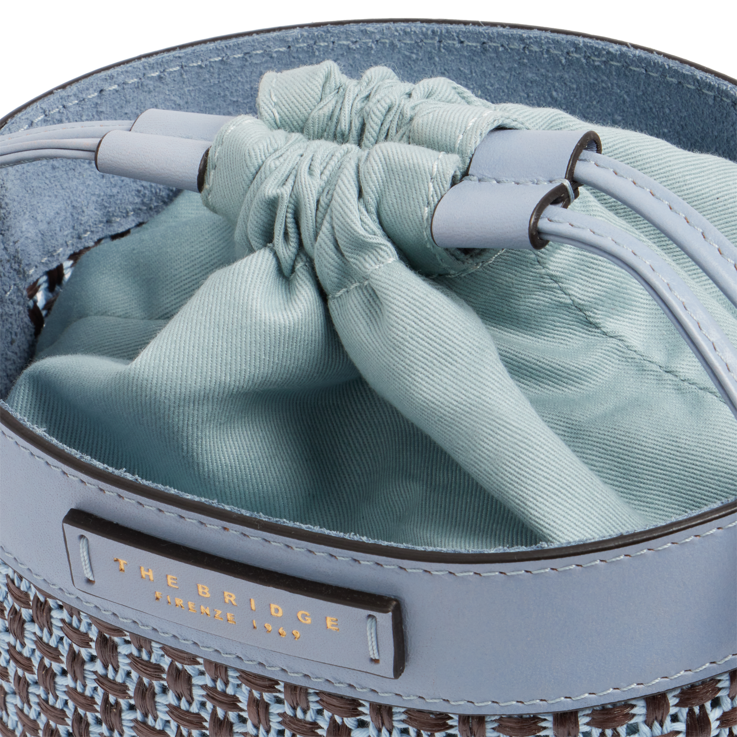 Borsa secchiello in rafia e cotone THE BRIDGE LUNA 041116KX Celeste