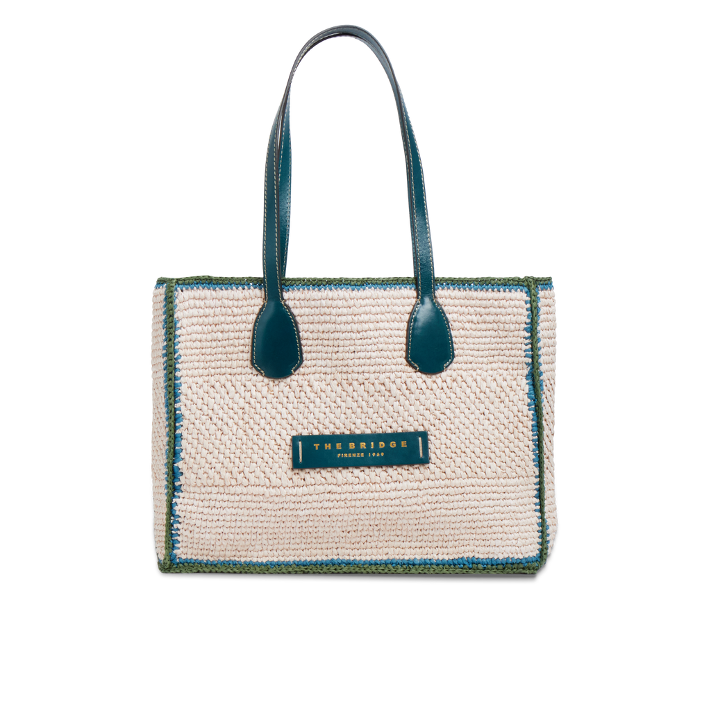 Borsa shopper in paglia di Vienna THE BRIDGE LUNA 0411366U Blu