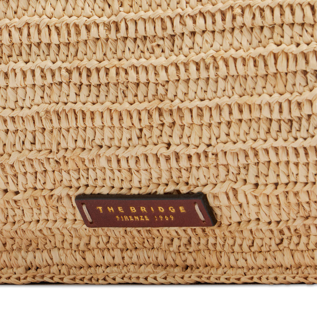 Borsa shopper in pelle e paglia di Vienna THE BRIDGE LUNA 0411266U Cuoio