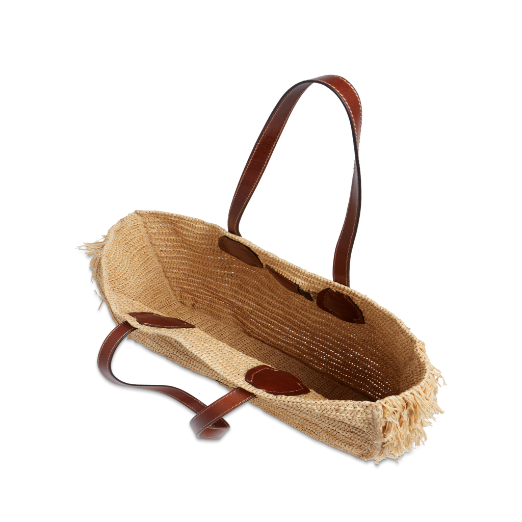 Borsa shopper in pelle e paglia di Vienna THE BRIDGE LUNA 0411266U Cuoio