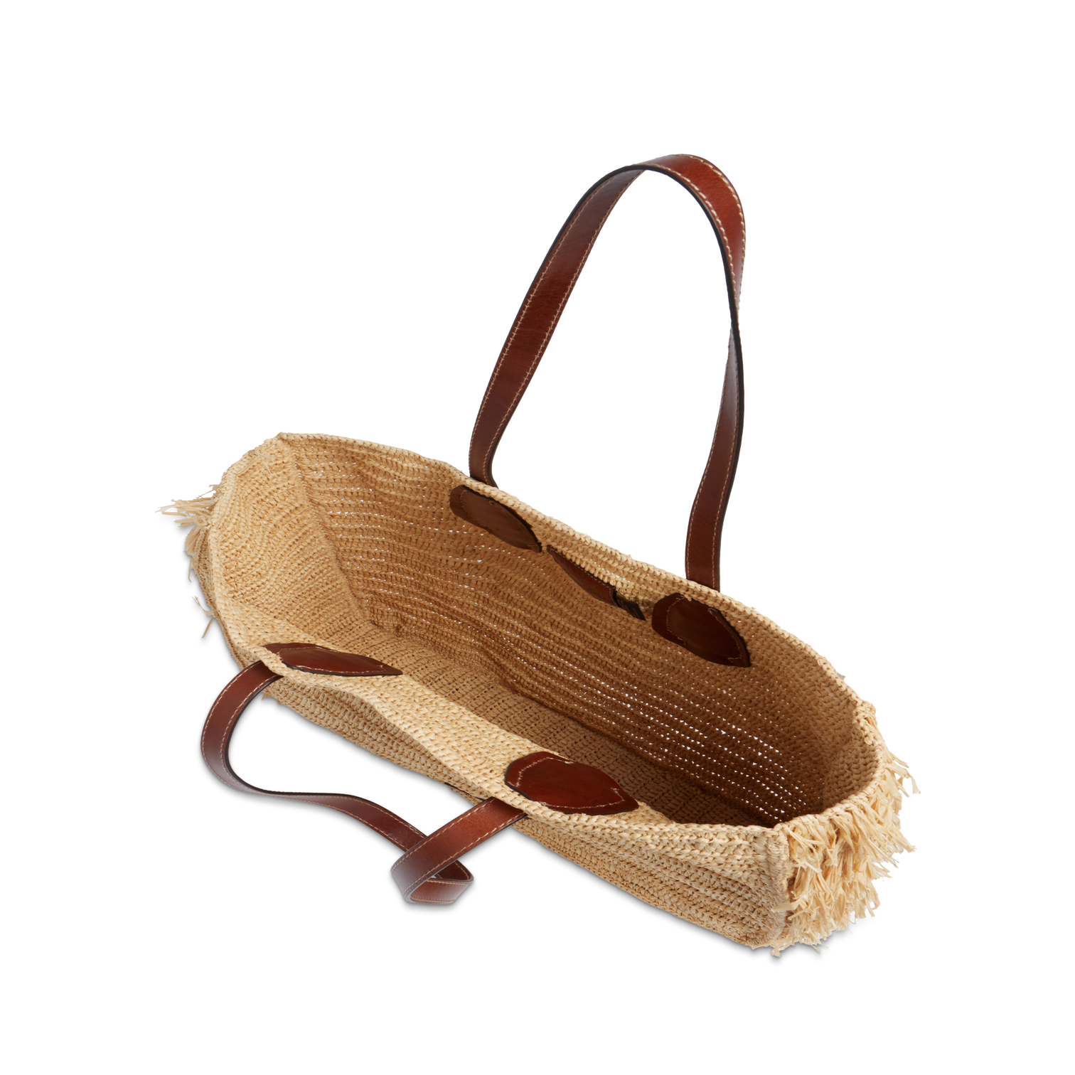 Borsa shopper in pelle e paglia di Vienna THE BRIDGE LUNA 0411266U Cuoio